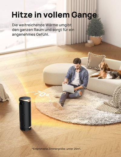 Dreo Heizlüfter Energiesparend, PTC Keramik Heizlüfte Leise, 70° Oszillierend Elektroheizung mit Fernbedienung, 12-Std-Timer, 3 Modus 3 Geschwindigkeit, Überhitzungs-Kippschutz, Solaris Slim H3