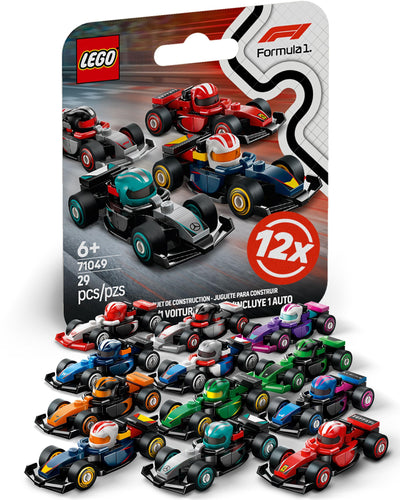 Lego F1 Rennwagen Serie mit 12 Formel 1 Autos: Komplett-Set der Lego Minifiguren Serie 71049