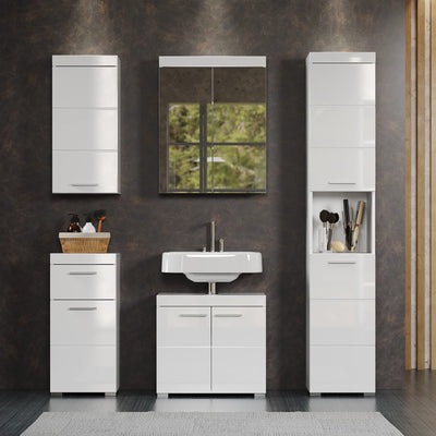 trendteam smart living - Hochschrank Badschrank - Bad - Amanda - Aufbaumaß (BxHxT) 37 x 190 x 31 cm - Farbe Weiß Hochglanz - 139310301