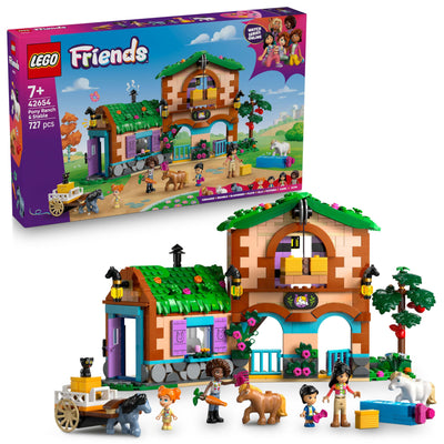 LEGO Friends Ponyhof & Stall - Kreatives Spielset mit 2 Spielfiguren, 2 Mikro-Figuren und 4 Tieren - Kreatives Pferde Spielzeug - Kinder Geschenk für Mädchen und Jungen ab 7 Jahren 42654