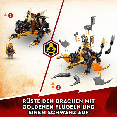 LEGO NINJAGO Coles Erddrache EVO, Spielzeug zum Sammeln mit aufrüstbarem Drachen & Skorpion-Figur sowie Minifiguren für Jungen und Mädchen 71782