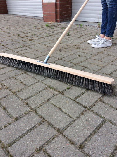 laguz Straßenbesen 100cm breit Besen Saalbesen Kehrbesen mit Buchestiel 150cm