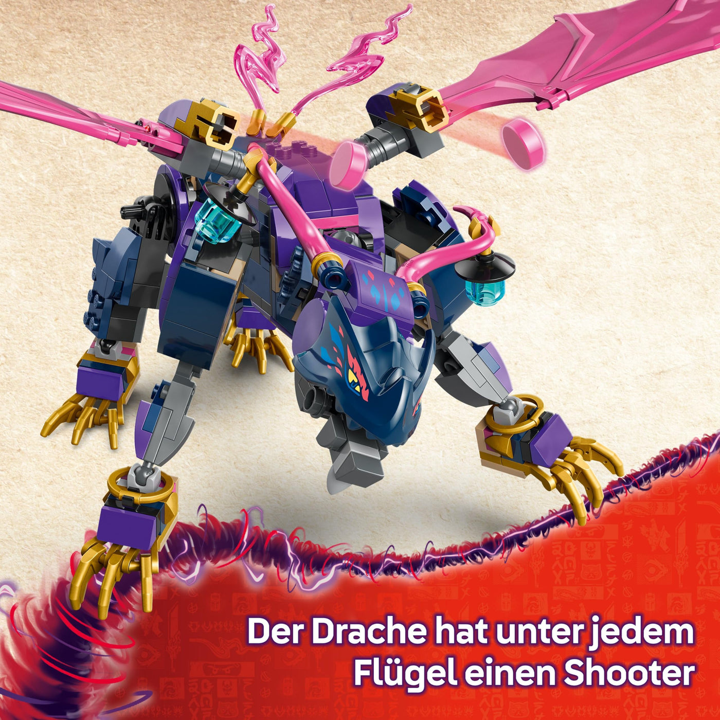 LEGO NINJAGO Rontu der Meisterdrache -Bewegliche Drachen-Figur mit Shootern - 4 Minifiguren, inkl. Lloyd, Sora & Wyldfyre - Ninja-Spielzeug für Kinder - Geschenk für Jungen ab 7 Jahren - 71842