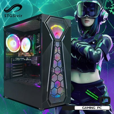 STGsivir Gaming PC, Radeon RX 580 16 GB, Core i5-9400F bis zu 4.1 GHz, 16 GB DDR4 RAM, 512 GB SSD, 600M WiFi, BT 5.0, RGB Fanx4, W11H64, Gamer PC Computer Desktop Rechner
