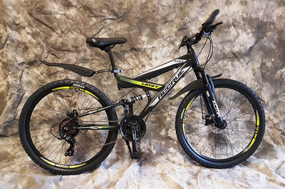 26 Zoll ALU MTB ACRUE Vollgefedert, 21-Gang Kettenschaltung, Scheibenbremsen, Schutzbleche NEU 2660-SCHWARZ-GELB Bitte BEACHTEN AB 155 cm KÖPERGRÖSSE GEEIGNET !!!!!!!