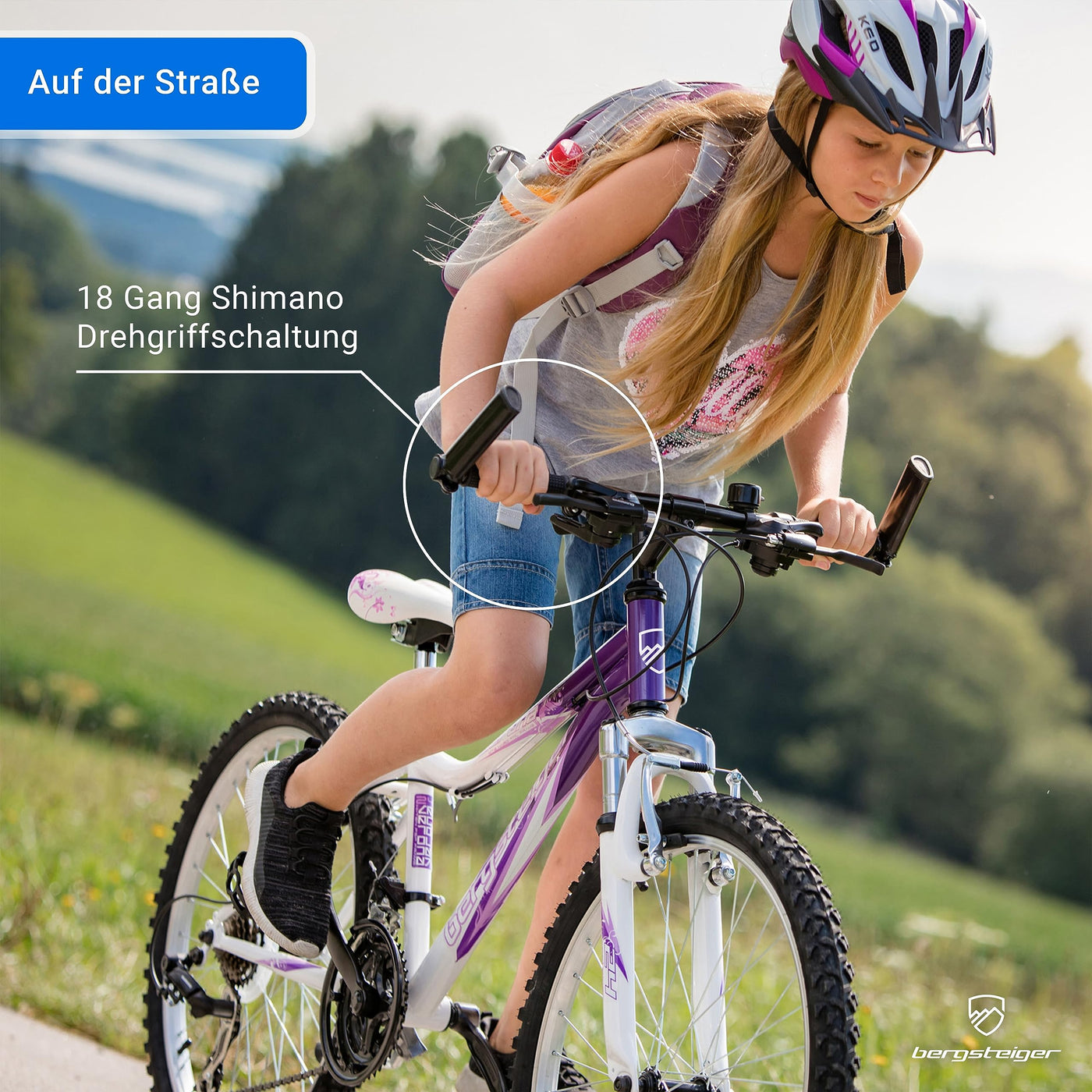 Bergsteiger Verona 24 Zoll Kinderfahrrad, geeignet für 8, 9, 10, 11 Jahre, 18 Gang-Schaltung, Mountainbike mit Gabel-Federung, Mädchen-Fahrrad