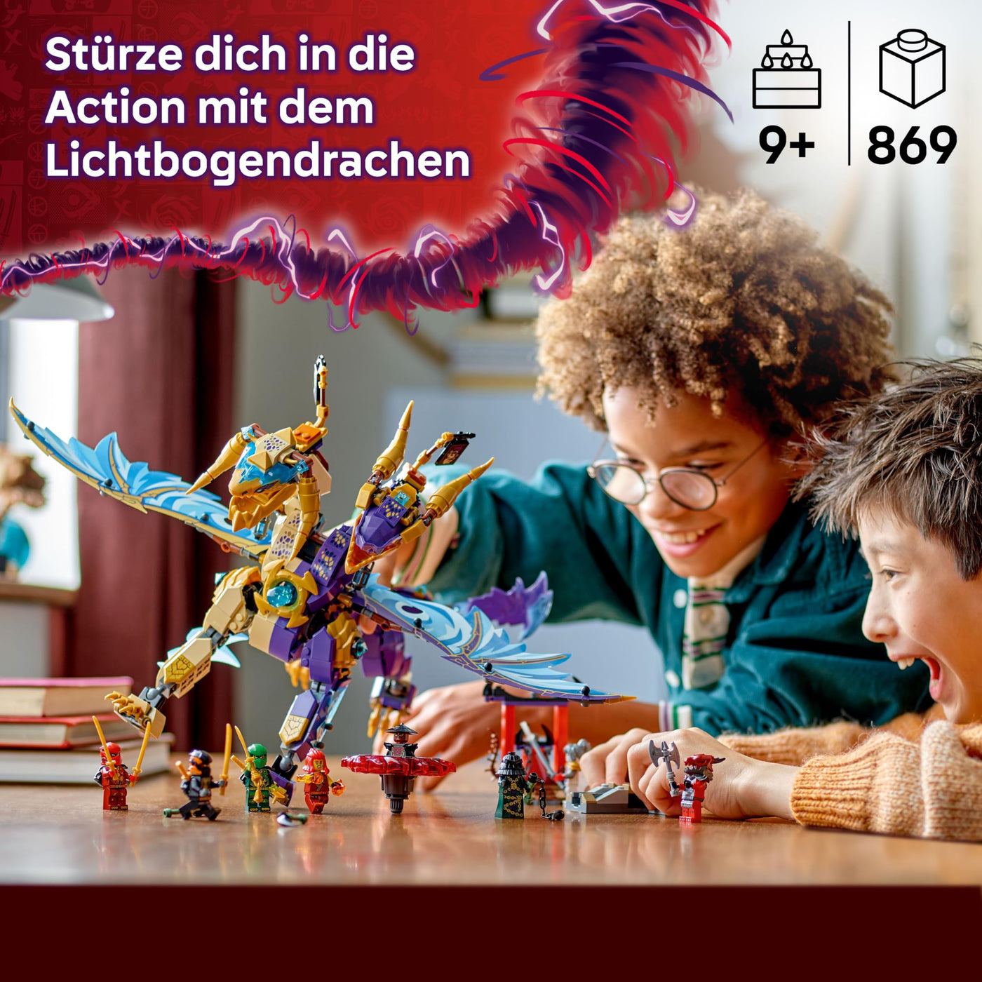 LEGO NINJAGO Lichtbogendrache - Spielzeug mit 8 Minifiguren und einem Spinjitzu-Spinner - Interaktives Ninja Bauspielzeug für Jungen & Mädchen ab 9 Jahren - Geschenkidee für Fans 71836
