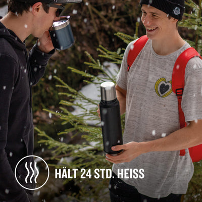 Stanley Classic Legendary Thermosflasche 1L - Thermos Hält 24 Stunden Heiß oder Kalt - Edelstahl Thermoskanne - BPA-Frei - Spülmaschinenfest - Matte Black