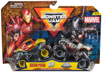 Monster Jam - Zweier-Pack Original Monster Trucks im Marvel Superhelden-Design, zum Spielen und Sammeln, Maßstab 1:64, ab 3 Jahren (Sortierung mit verschiedenen Truck-Paarungen, Zufallsauswahl)