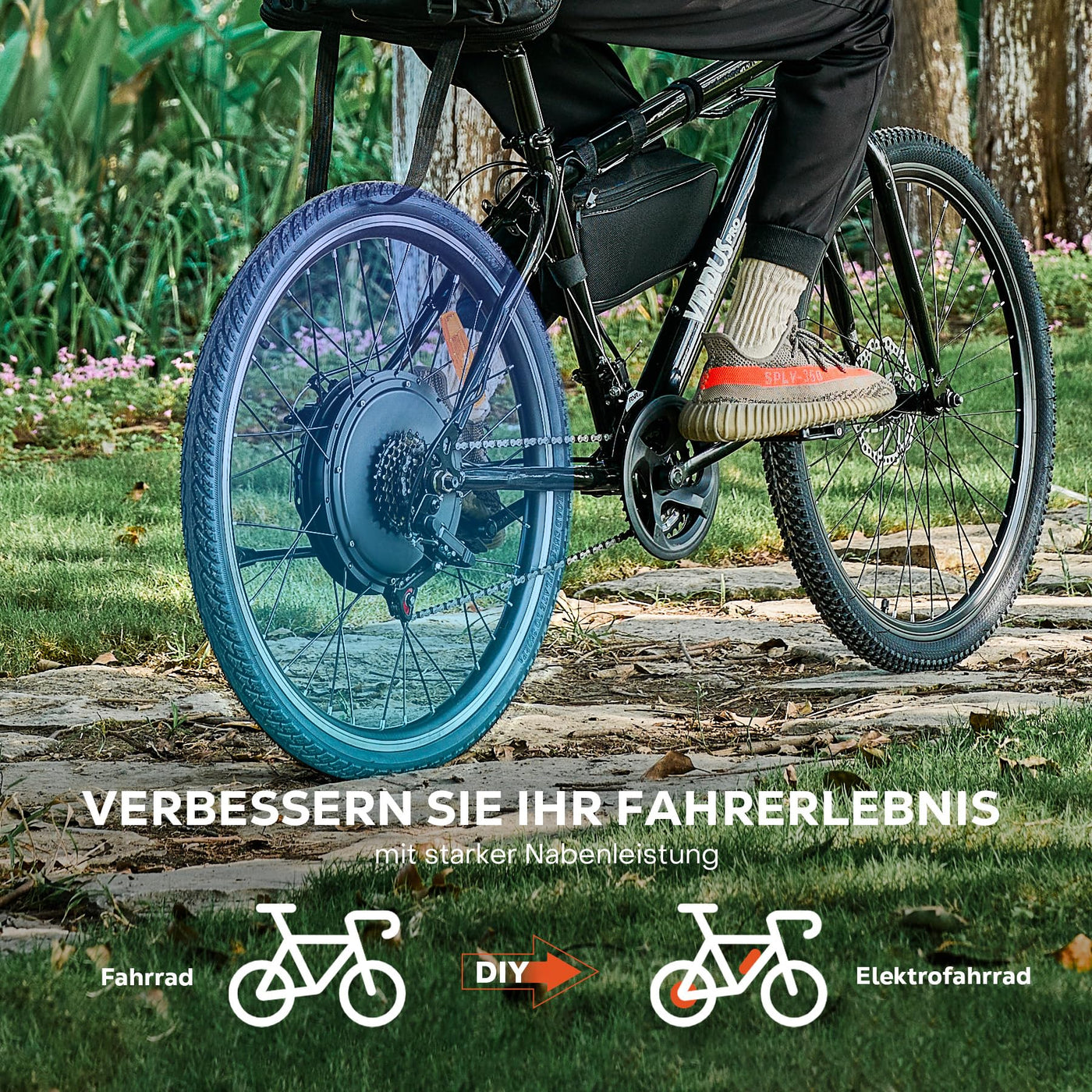 Viribus 26 Zoll Ebike Umbausatz E-Bike Hinterrad Umbausatz Kit Elektrofahrrad Umbausatz Ebike Conversion Kit Electric Bicycle Umbausatz Pedelec Umbausatz 1000W