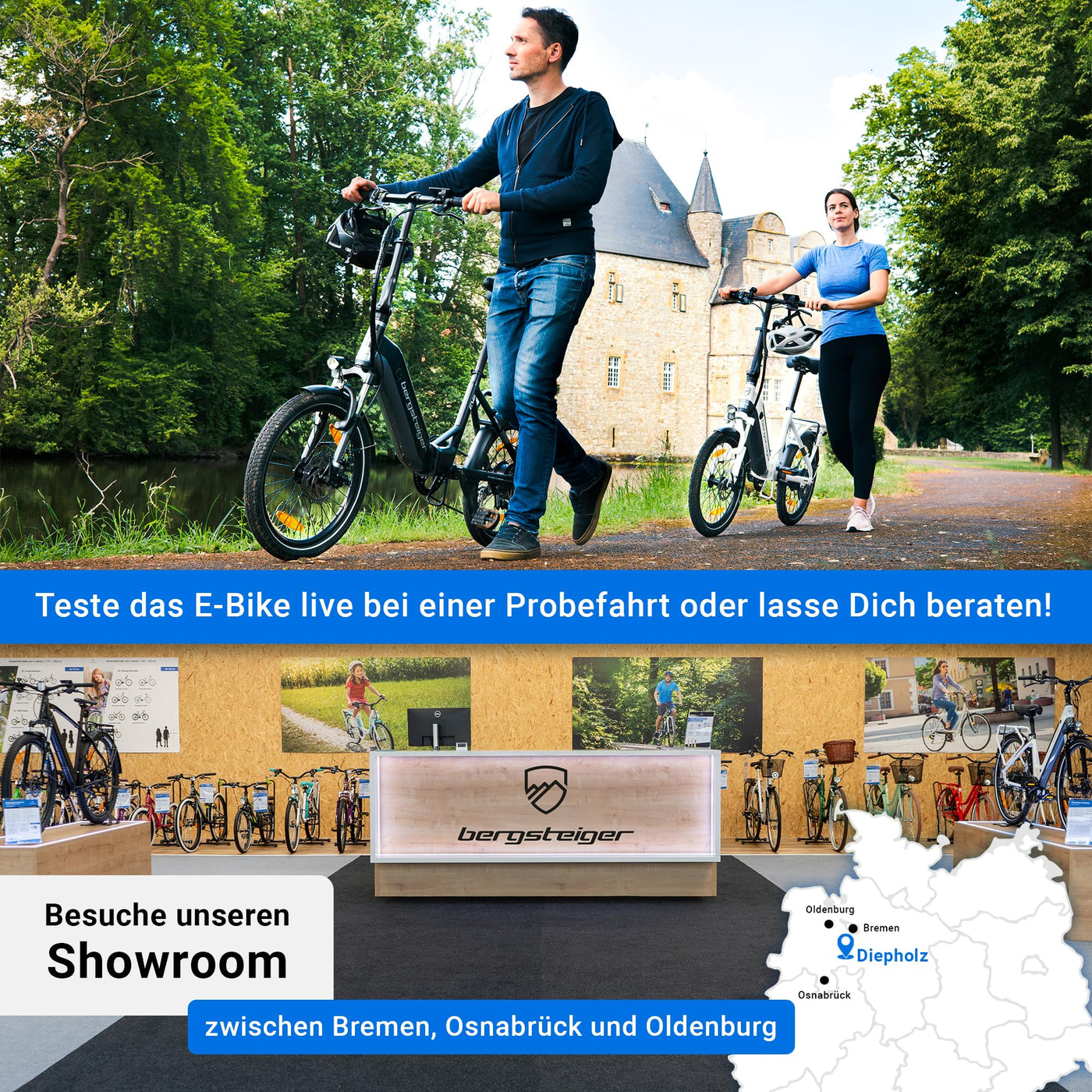 Bergsteiger London 20 Zoll E-Bike Klapprad mit 250 Watt Motor, Scheibenbremsen, Aluminium Ebike für Damen & Herren, Farbdisplay, Elektrofahrrad mit 7 Gang-Schaltung