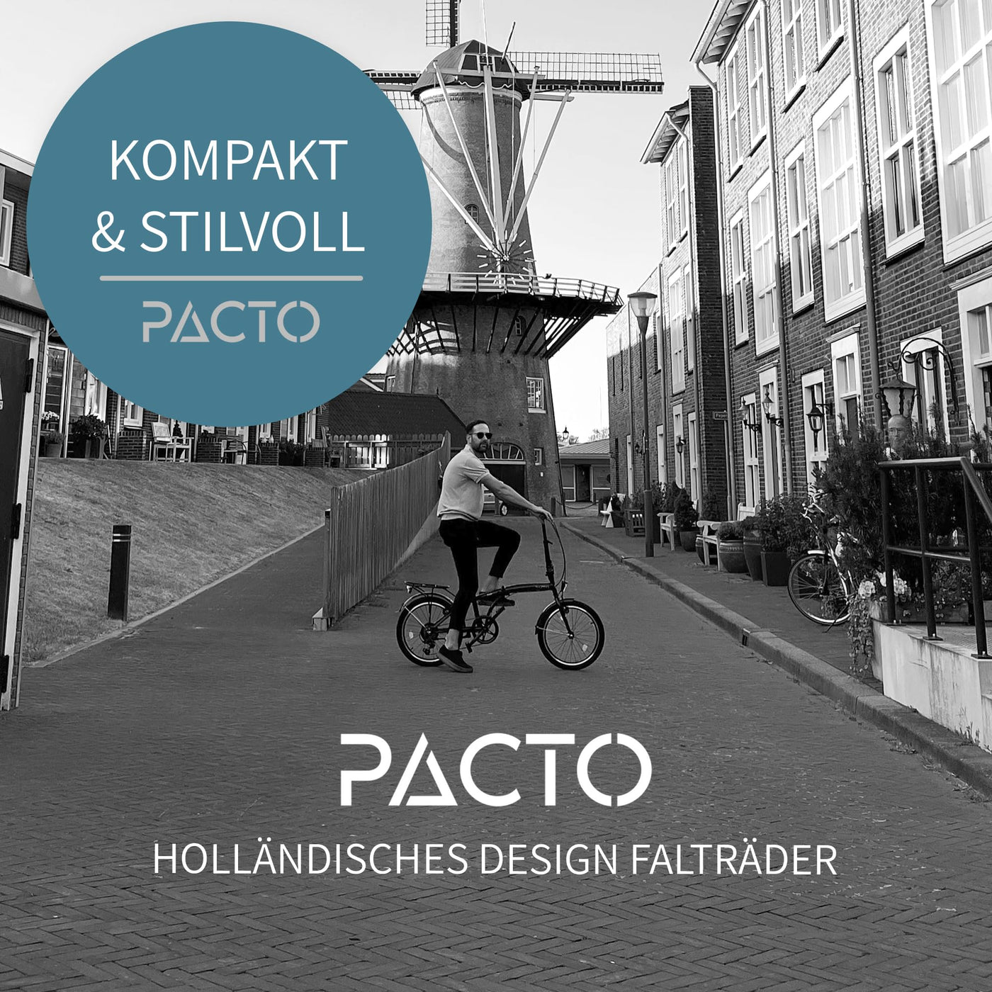 PACTO Seven - Hollandrad Hochwertiges Klappfahrrad 27cm Aluminiumrahmen Bike 20 Zoll Aluminiumräder Bicycle, 3 Speed Shimano Gänge Faltrad Klapprad Fahrrad Klappfahrrad Für Erwachsene Schwarz