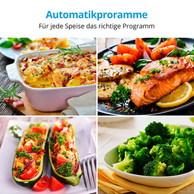 MEDION MD 15501 4 in 1 Mikrowelle mit Grill (25 Liter, 900 Watt, 1100 Watt Grill, 2500 Watt Heißluft, 10 Automatik-Programme) silber