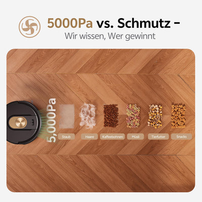 Vexilar W9 Staubsauger Roboter mit Wischfunktion, 5000Pa Saugroboter mit LiDAR Navigation, 3-in-1 Saug und Wischroboter, 150 Min Max, 15 No-Go Zonen, APP Steuerung, Ideal für Tierhaare und Teppich