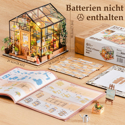 Rolife DIY Miniature House Miniatur Haus Bausatz Selber Bauen mit LED Licht Deko 3D Holzpuzzle Modellbausatz Diorama Modellbau Bastelset für Erwachsene Frauen Kinder