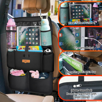 SURDOCA Autositz-Organizer – 4th Generation verbesserter Auto Rücksitz für bis zu 11-Zoll Tablet, 8 Taschen, Kinderspielzeug-Aufbewahrung, wasserdichter Rücksitzschutz für Kinder