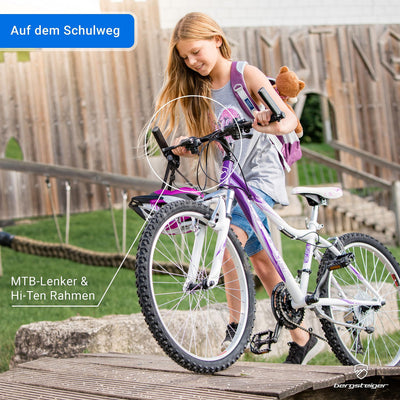 Bergsteiger Verona 24 Zoll Kinderfahrrad, geeignet für 8, 9, 10, 11 Jahre, 18 Gang-Schaltung, Mountainbike mit Gabel-Federung, Mädchen-Fahrrad
