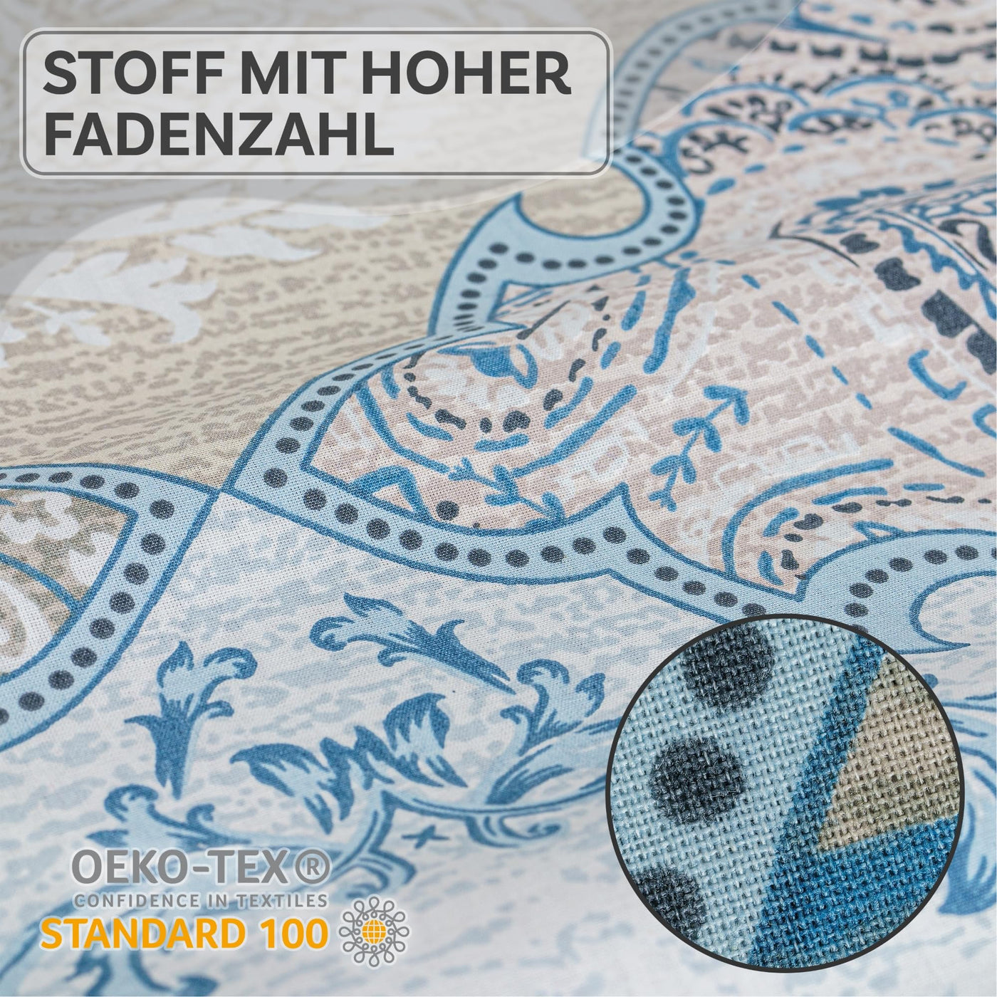 iNaAm Bettwäsche-Set 5-teilig 200x200 Baumwolle Bettbezug mit Knöpfen +2 Kissenbezug 80x80 +2 Kissenbezug 40x80 mit Hotelverschloß für Sommer&Winter (Blau, Doppel)