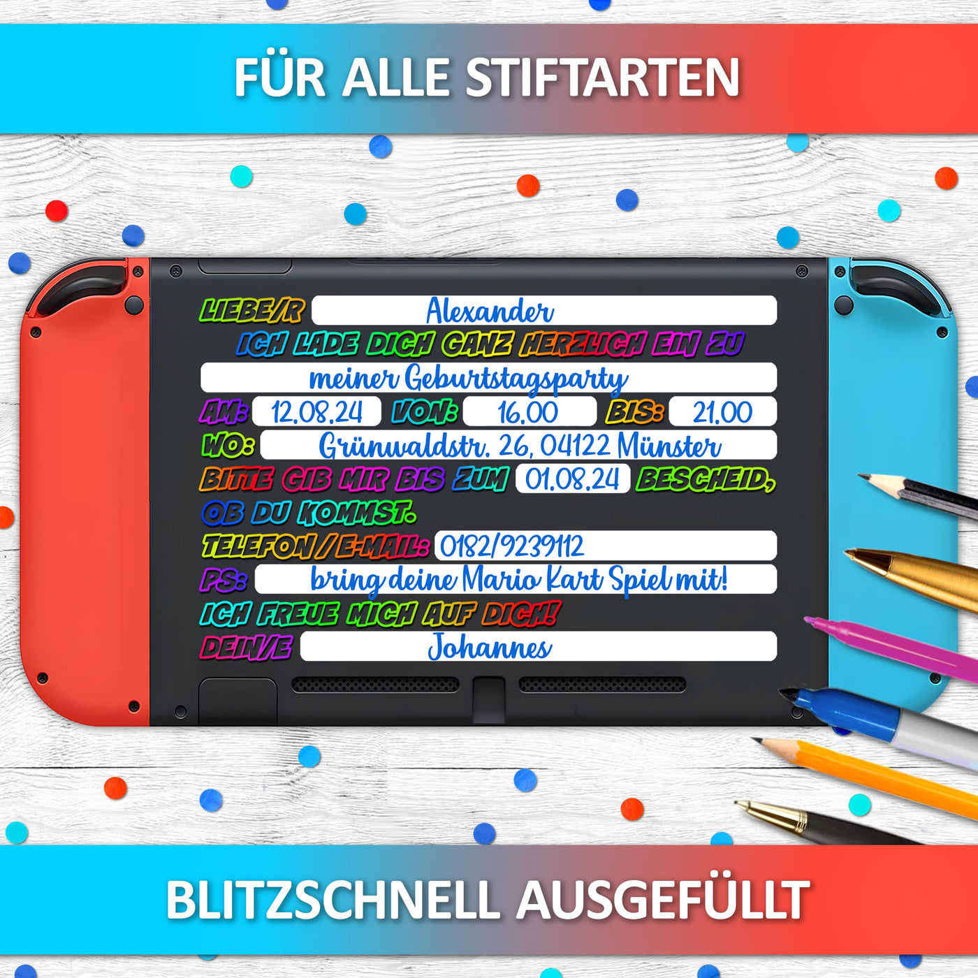 12x Gaming EINLADUNGSKARTEN KINDERGEBURTSTAG Junge Mädchen - die Gamepad PARTY Karten sind die Gamer EINLADUNG für Jungen Mädchen Kinder GEBURTSTAG Einladung VIDEOSPIEL Game-Controller SPIELEABEND