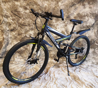 26 Zoll ALU MTB ACRUE Vollgefedert, 21-Gang Kettenschaltung, Scheibenbremsen, Schutzbleche NEU 2660-SCHWARZ-GELB Bitte BEACHTEN AB 155 cm KÖPERGRÖSSE GEEIGNET !!!!!!!