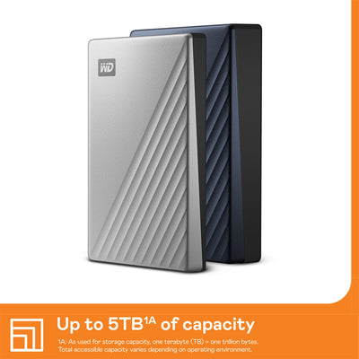 WD My Passport Ultra externe Festplatte 4 TB (mobiler Speicher, Metallgehäuse, herunterladbare Software, automatische Backups, Passwortschutz) Silber - auch kompatibel mit PC, Xbox, PS4 und PS5