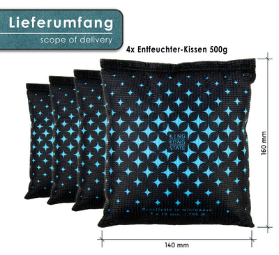 King Kong State Luftentfeuchter für Autos - 2x 500g Entfeuchter-Kissen für beschlagene Autoscheiben - mit wiederverwendbarer Antibeschlag-Füllung