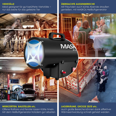 Masko® Gasheizgebläse Gasheizer Heizkanone Gasheizstrahler 15 KW Bauheizer Gas Heizgerät heizstrahler Heißluftgenerator inkl. Gasschlauch & Druckminderer Heizgebläse für handelsübliche Gasflaschen
