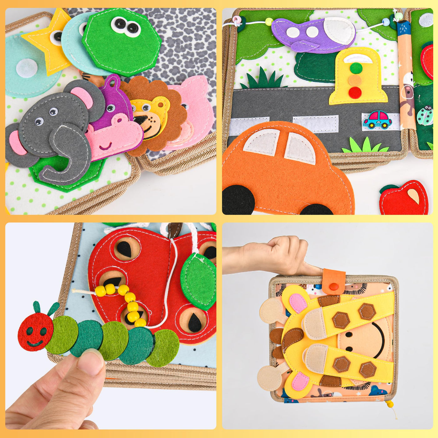 Quiet Book 2 Jahre,Stille Buch aus Weichem Filz für frühe Bildung,Feinmotorik,Busy Board Montessori Spielzeug Ab 2 3 4 5 6 Jahre Junge Mädchen Geschenk Activity Board Baby Sensorik Spielzeug