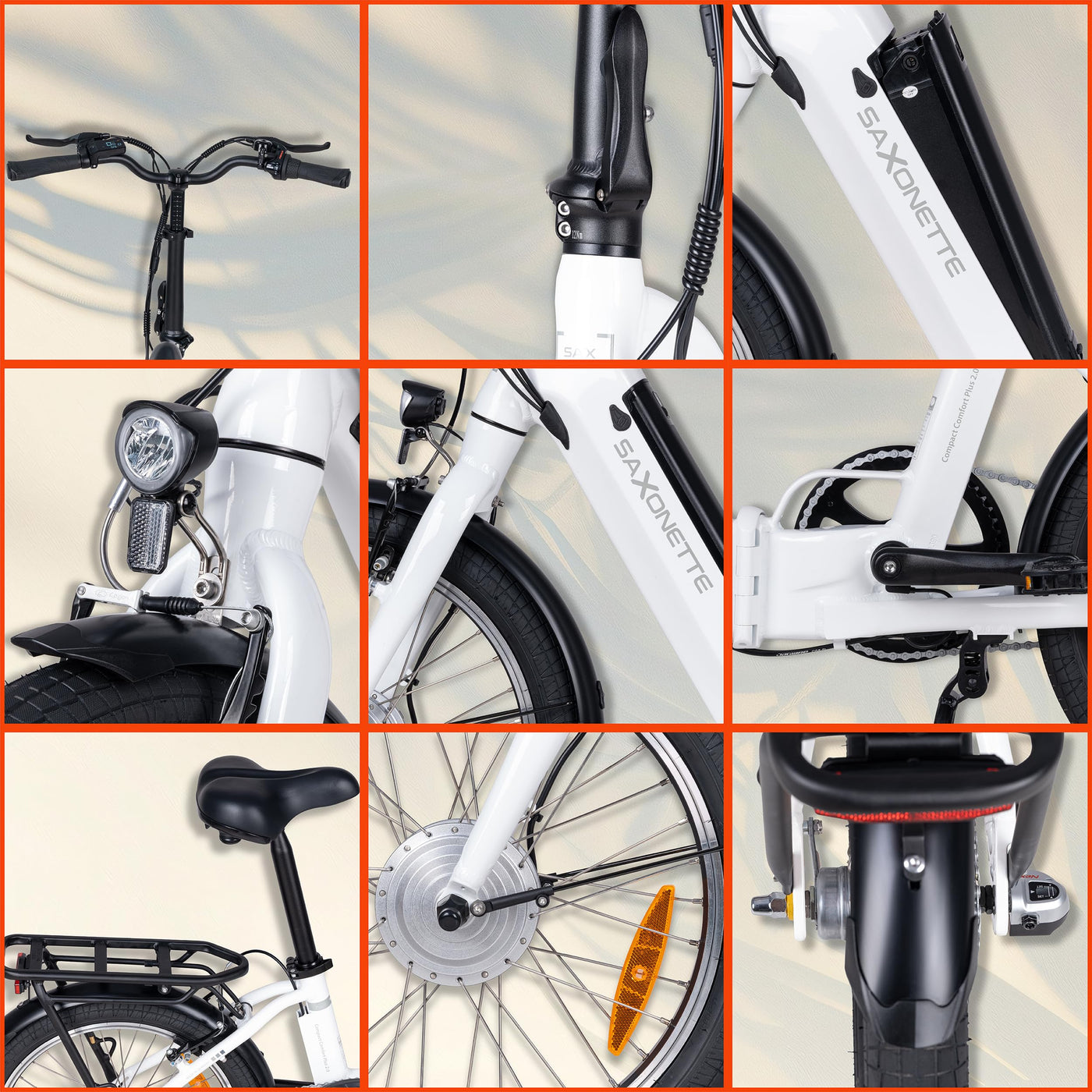 SAXONETTE E Bike Klapprad 20 Zoll mit Rücktrittbremse und nabenschaltung, E Fahrrad Herren mit 36V 11.4Ah 410Wh Akku, 80KM Lange Range, Elektrofahrrad Pedelec 25 km/h für Herren Damen