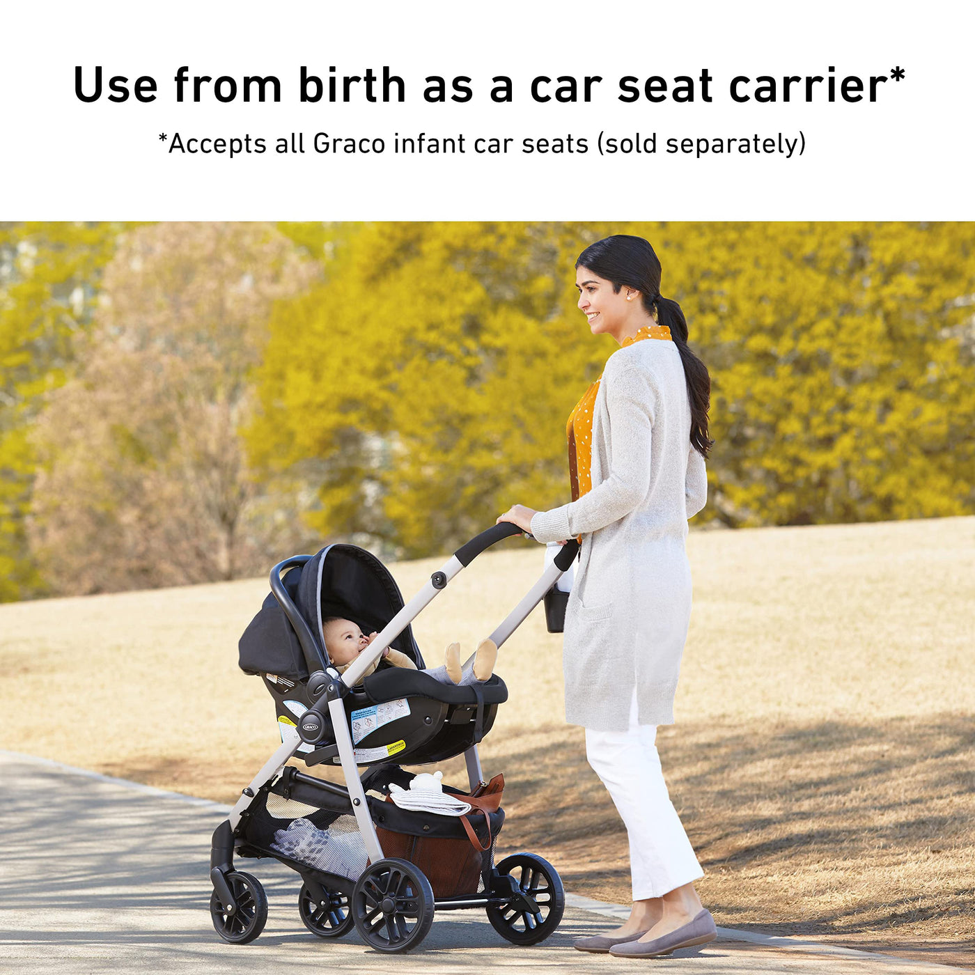 Graco Modes Pramette Kinderwagen, Baby-Kinderwagen mit True Pram Modus, wendbarer Sitz, Einhandfaltung, extra Stauraum, Kindertablett, Pierce