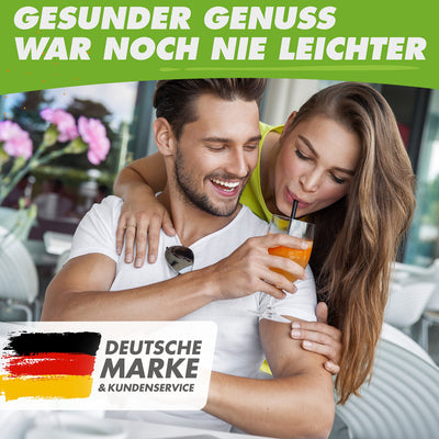 Nutrilovers Slow Juicer Entsafter Obst und Gemüse - Deutsche Marke - Kompaktes Design Edelstahl, 100% BPA-frei, Leichte Reinigung - Inkl. Rezepte-Ebook + Nutri-App