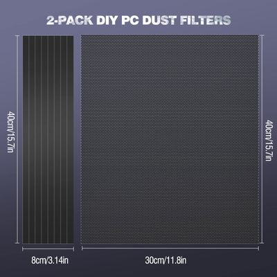 MoKo 400 x 300 mm DIY PC Kühler Lüfter Staub Filter, [2 Stück] PVC Staubnetzfilter PC Gehäuse Staubschutzgitter mit Magnetrahmen, PC Kühlerfilter Staubdicht Staubschutzabdeckung Computer Lüftergitter