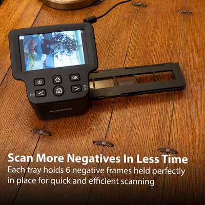 Magnasonic Negativfilmhalter mit langem Fach für 35 mm kompatible Filmscanner, hält 6 Negativbilder, um die Verarbeitungszeit zu beschleunigen, einfach zu bedienen, glättet sanft und schützt