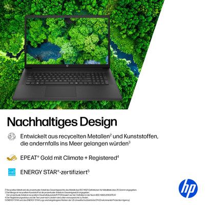 HP Laptop mit 17,3" FHD Display, AMD Ryzen 7 7730U, 16 GB DDR4 RAM, 512 GB SSD, AMD Radeon-Grafik, Windows 11, QWERTZ, Schwarz inkl. 25 GB Dropbox-Speicher für 12 Monate