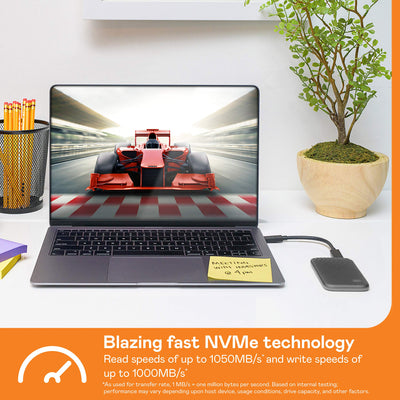 WD My Passport SSD 1 TB mobiler SSD Speicher (NVMe-Technologie, USB-C und USB 3.2 Gen-2 kompatibel, Lesen 1050 MB/s, Schreiben 1000 MB/s) Space-Grau