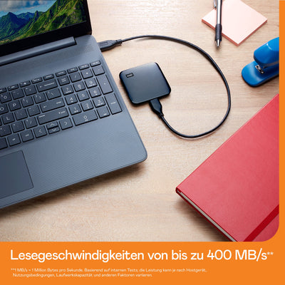 WD Elements™ SE SSD externe SSD 1 TB (USB 3.0-Schnittstelle, Plug-and-Play, 400 MB/s Lesegeschwindigkeit) Grau, Festkörper-Laufwerk