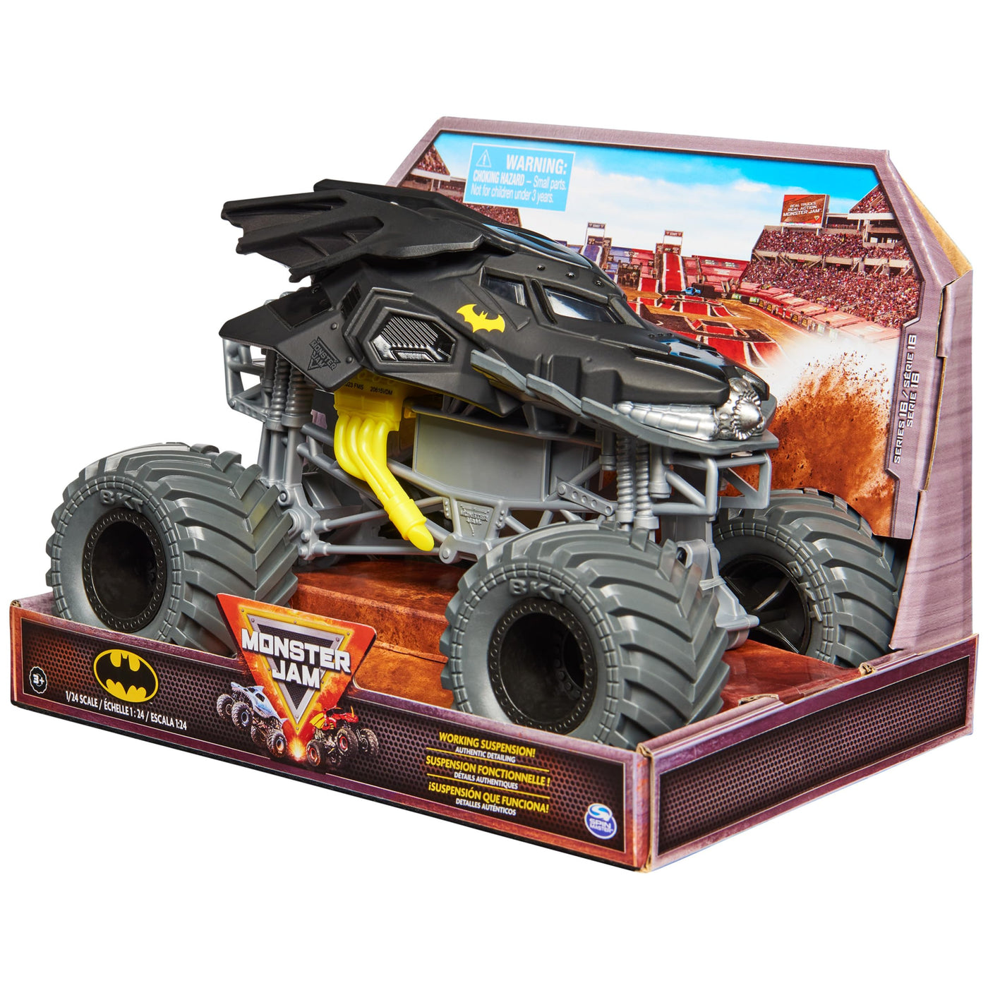 Monster Jam, offizieller Batmobile Monster Jam Truck, Metall-Spritzguss-Fahrzeug zum Spielen und Sammeln im Maßstab 1:24