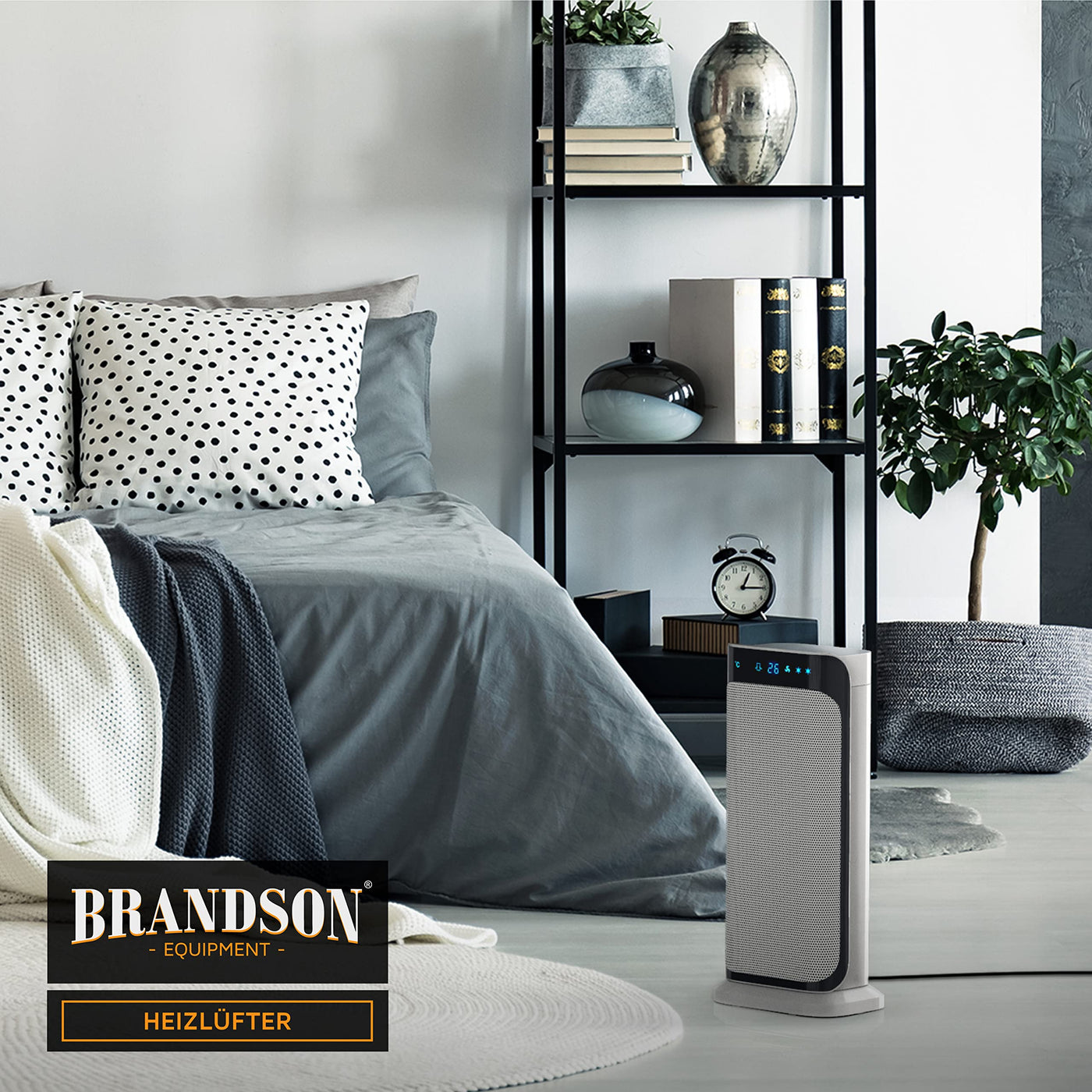 Brandson - Heizlüfter mit Fernbedienung - Keramik-Heizlüfter Badezimmer energiesparend, leise - Schnellheizer mit Oszillationsfunktion - 2x Heizstufen - Timer - Heizung Heater - GS-zertifiziert