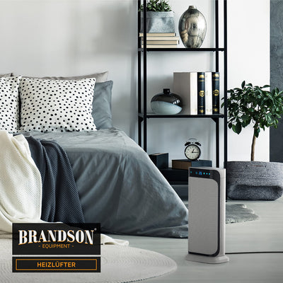 Brandson - Heizlüfter mit Fernbedienung - Keramik-Heizlüfter Badezimmer energiesparend, leise - Schnellheizer mit Oszillationsfunktion - 2x Heizstufen - Timer - Heizung Heater - GS-zertifiziert