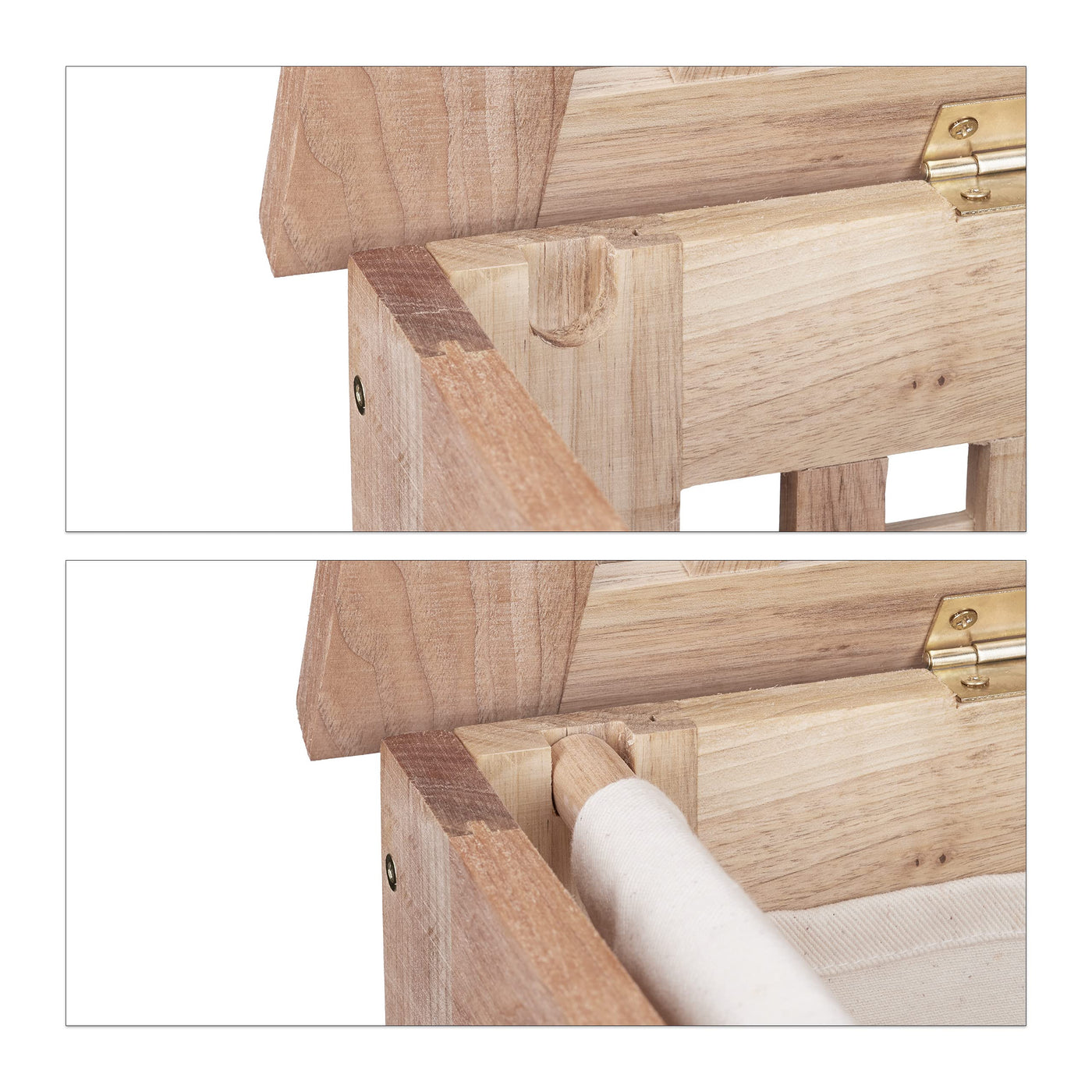 Relaxdays Wäschetruhe Walnuss mit Deckel, entnehmbarer Wäschesack ca. 70 l Volumen, geschlossener Wäschesammler Holz HBT ca. 55,5 x 52,5 x 39,5 cm, natur