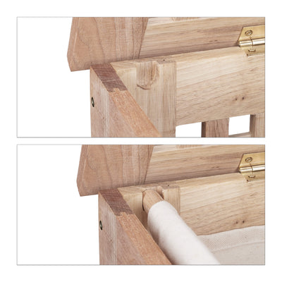 Relaxdays Wäschetruhe Walnuss mit Deckel, entnehmbarer Wäschesack ca. 70 l Volumen, geschlossener Wäschesammler Holz HBT ca. 55,5 x 52,5 x 39,5 cm, natur