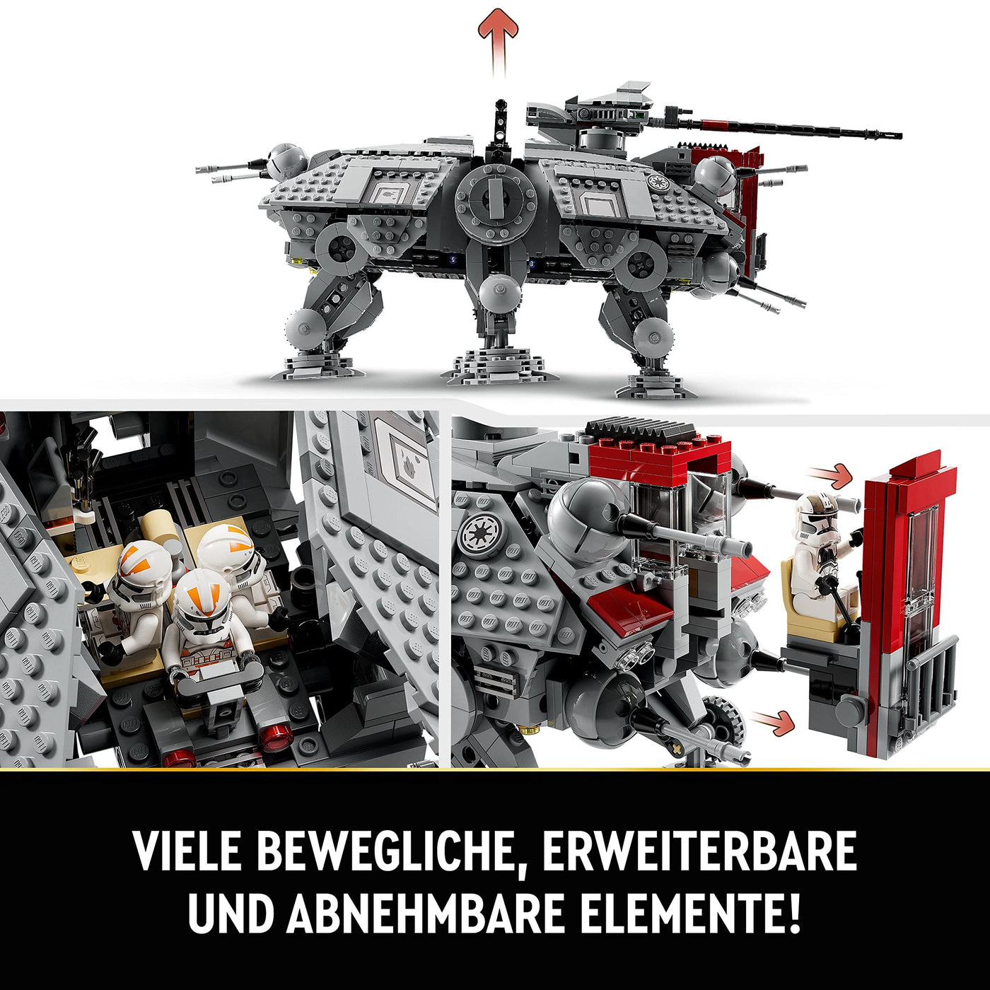 LEGO Star Wars 75337 at-TE Walker Spielzeug mit 3 Minifiguren aus dem 212. Klon-Trupp, Zwergspinne und Battle Droid Figuren – Geschenk für Jungs ab 9 Jahren und Fans von Die Rache der Sith
