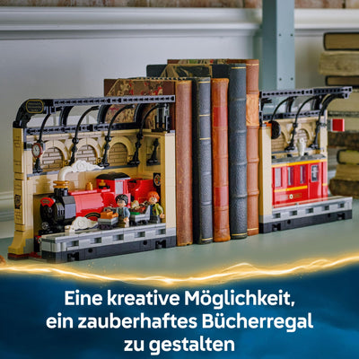 LEGO Harry Potter Buchstütze: Hogwarts Express - Set mit Spielzeug Zug, 2 Minifiguren inkl. Ron Weasley, Hedwig und Krätze - Wizarding World Geschenk für Jungen, Mädchen & Fans ab 10 Jahren - 76450