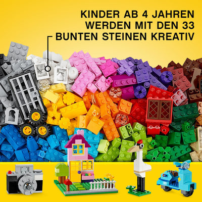 LEGO Classic Große Bausteine-Box mit kreativen Bausteinen, Kamera, Vespa und Bagger als Bauset – Geschenk zu Weihnachten für Jungen und Mädchen ab 4 Jahren – Kreatives Spielzeug zum Bauen - 10698