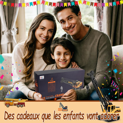 Joellfuner Kran Spielzeug, 2,4G Kran Ferngesteuert mit Lichtern und Geräuschen Realistischer, Großer RC Kranspielzeug mit 12PCS Miniaturmodelle, Geschenk für Jungen und Mädchen (Standard)