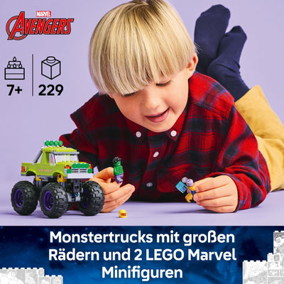 LEGO ǀ Marvel Hulk-Truck vs. Thanos - Superhelden-Bauspielzeug - Avengers-Fahrzeug und Minifiguren - Monstertruck für Mega-Spaß - Geschenk für Jungen und Mädchen ab 7 Jahren - 76312