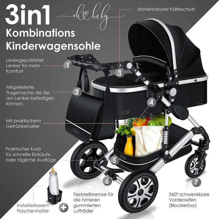 KESSER® Loops 3 in 1 Kinderwagen Kombikinderwagen Komplett-Set inkl. B –  Testberichte aus Berlin