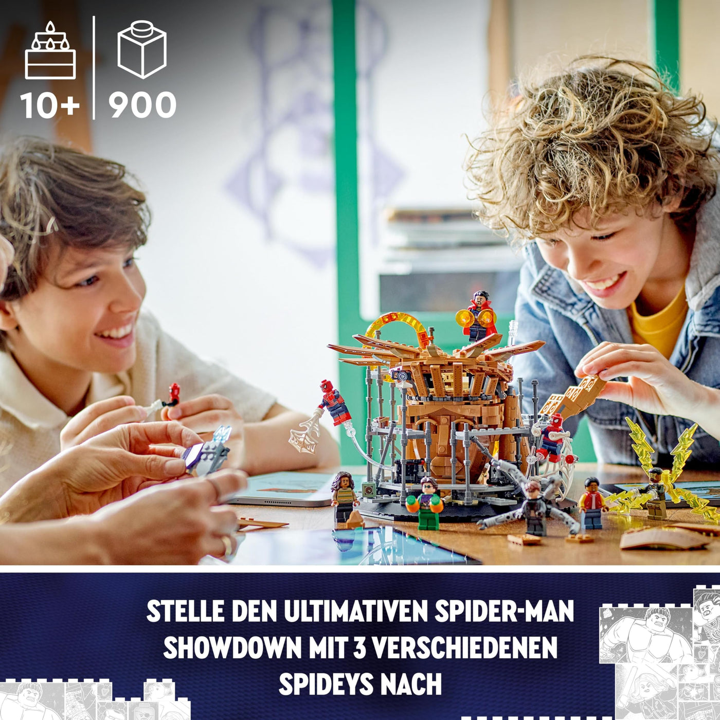 LEGO 76261 Marvel Spider-Mans großer Showdown, Spider-Man: No Way Home-Set mit 3 Peter Parker-Minifiguren sowie Green Goblin, Electro, Sandman, Ned, Doctor Strange und MJ, Sammlermodell