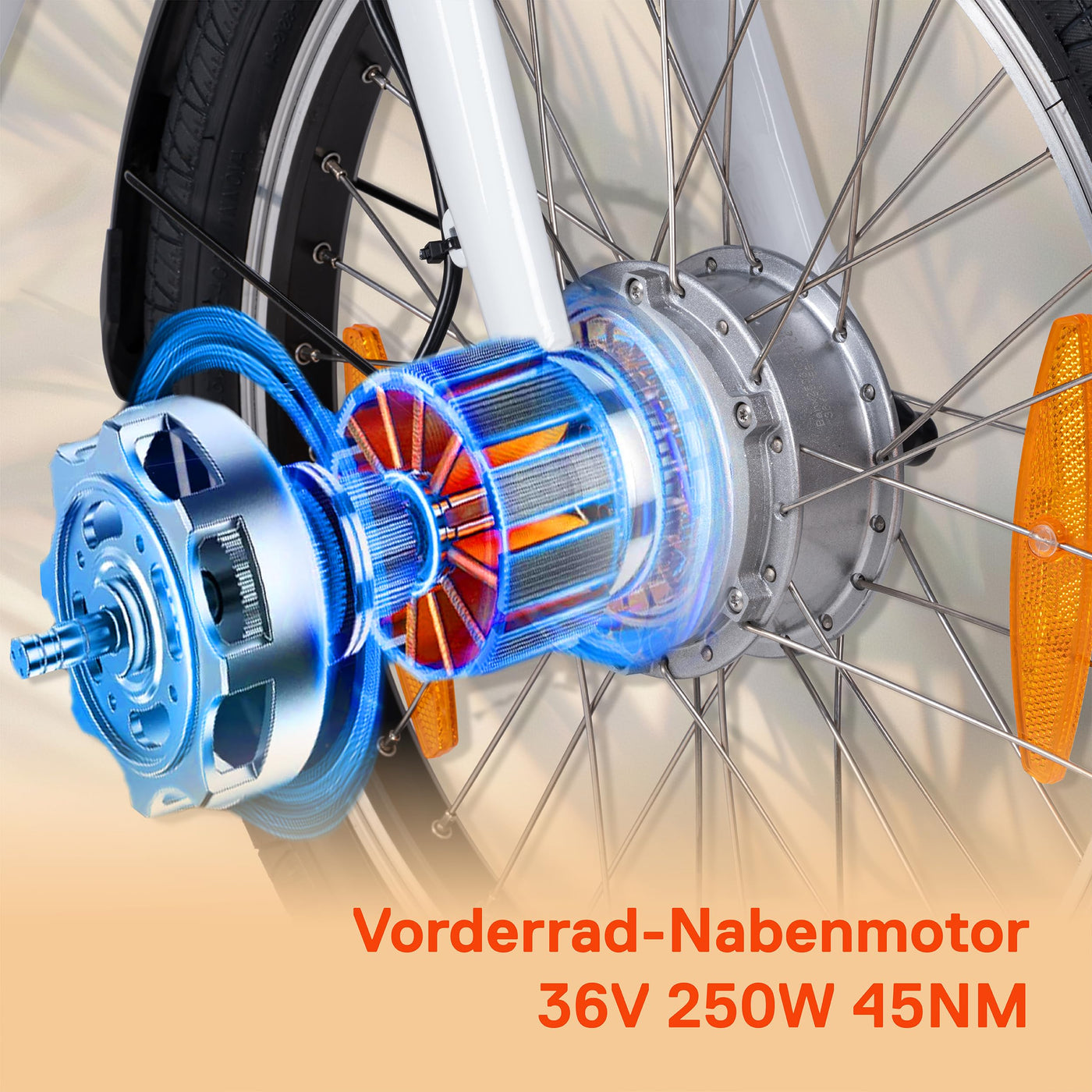 SAXONETTE E Bike Klapprad 20 Zoll mit Rücktrittbremse und nabenschaltung, E Fahrrad Herren mit 36V 11.4Ah 410Wh Akku, 80KM Lange Range, Elektrofahrrad Pedelec 25 km/h für Herren Damen