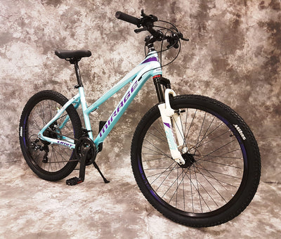 Generisch 26 Zoll Aluminium Damen Mountainbike Gefedert mit 21-Gang Daumenklickkettenschaltung, Scheibenbremsen NEU 2670-Türkis-Weiss, Bitte BEACHTEN AB 155 cm KÖPERGRÖSSE GEEIGNET !!!!!!!